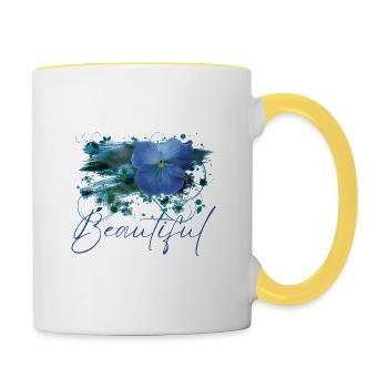 Fleurs Beautiful Dana - Mug contrasté - blanc/jaune - Droite