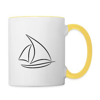 Segelschiff 3 Schwarz - Tasse zweifarbig - Weiß/Gelb - Rechts