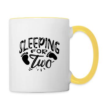 Expecting Parents Tired Mom Baby Funny Saying - Contrasting Mug - white/yellow - Right