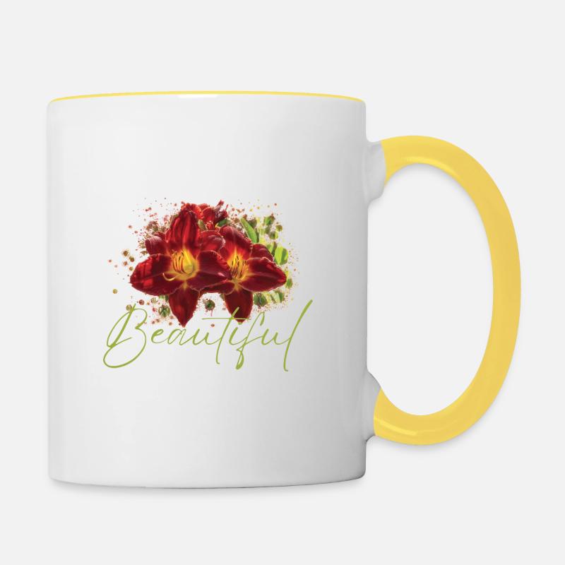 Schöne Euphrosyne-Blüten - Tasse zweifarbig - Weiß/Gelb