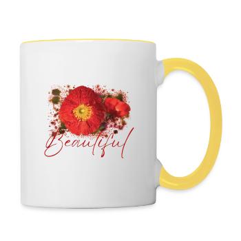 Fleurs Beautiful Vénus - Mug contrasté - blanc/jaune - Droite