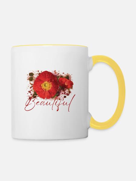 Fleurs Beautiful Vénus - Mug contrasté - blanc/jaune