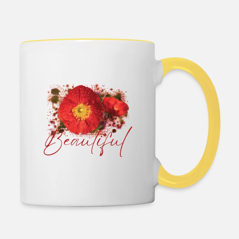 Schöne Venusblüten - Tasse zweifarbig - Weiß/Gelb
