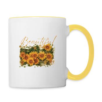 Fleurs Beautiful Amaterasu - Mug contrasté - blanc/jaune - Droite