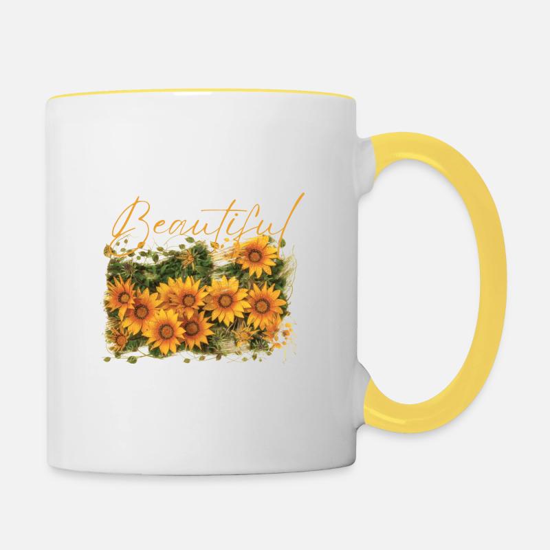 Schöne Amaterasu-Blumen - Tasse zweifarbig - Weiß/Gelb