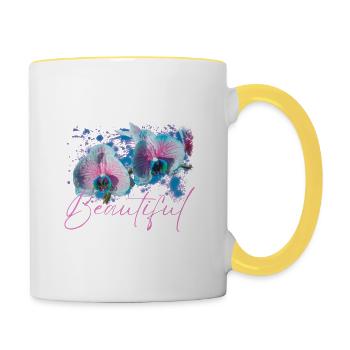Beautiful Aphrodite Flowers - Contrasting Mug - white/yellow - Right