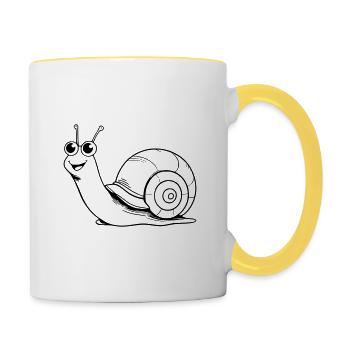 Escargot euphorique – Motif animalier amusant - Mug contrasté - blanc/jaune - Droite