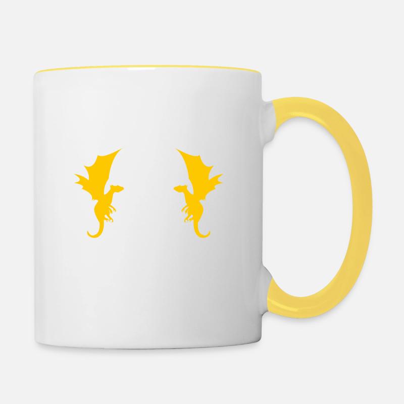Drache Drachen Muster - Tasse zweifarbig - Weiß/Gelb