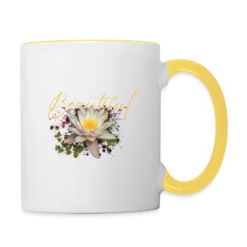 Fleur Beautiful Lakshmi - Mug contrasté - blanc/jaune - Droite