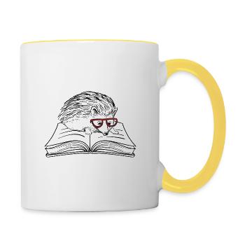 Hedgehogs and Books Literature Forest Animal - Contrasting Mug - white/yellow - Right