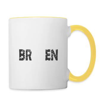Je vais bien - brisé triste - Mug contrasté - blanc/jaune - Droite