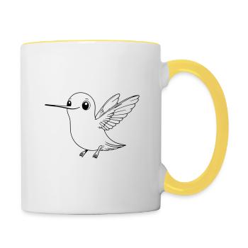 Colibri mignon - Conception de dessin animé d’oiseau mignon - Mug contrasté - blanc/jaune - Droite