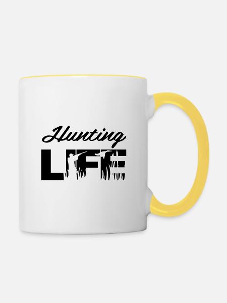Hunting Life - Tasse zweifarbig - Weiß/Gelb