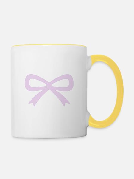 Fliederfarbene Schleife - Tasse zweifarbig - Weiß/Gelb