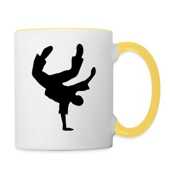 Bboy Breakdance Breakdancer Breaker Breakdancer - Tasse zweifarbig - Weiß/Gelb - Rechts