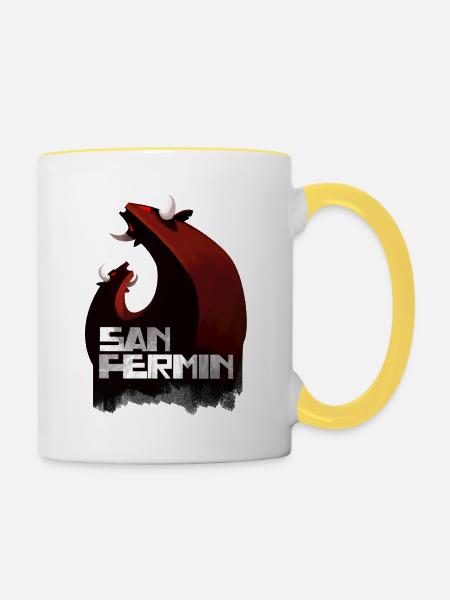 San Fermin Stier - Tasse zweifarbig - Weiß/Gelb
