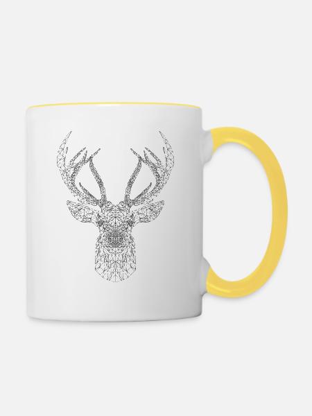 Hirschmerkmal - Tasse zweifarbig - Weiß/Gelb