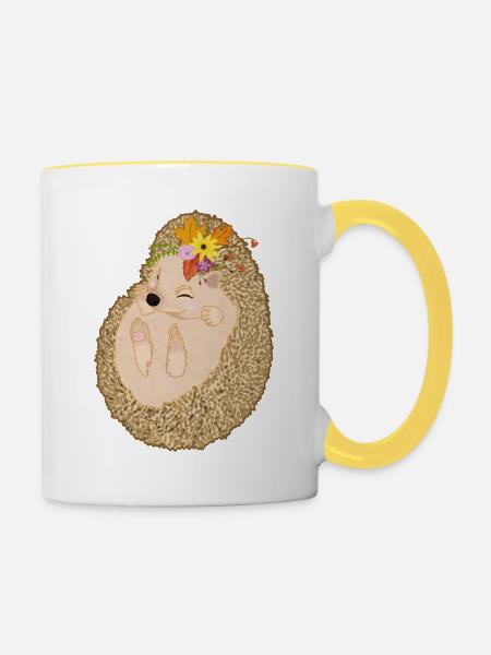 Igel - Tasse zweifarbig - Weiß/Gelb