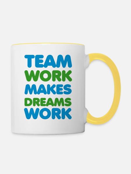 Team Work - Tasse zweifarbig - Weiß/Gelb