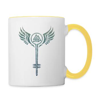 Valkyrie Schildmaid Symbol, Odins Valknut, Nordic - Contrasting Mug - white/yellow - Right