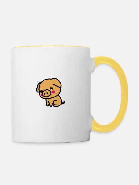Pig Mama - Tasse zweifarbig - Weiß/Gelb