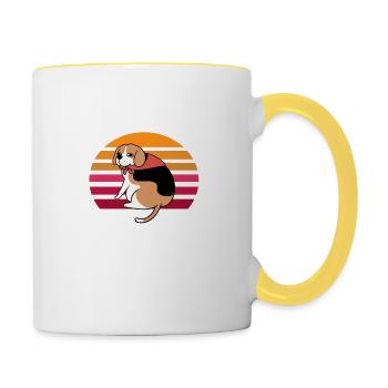 I love my Fat Beagle - Mug contrasté - blanc/jaune - Droite