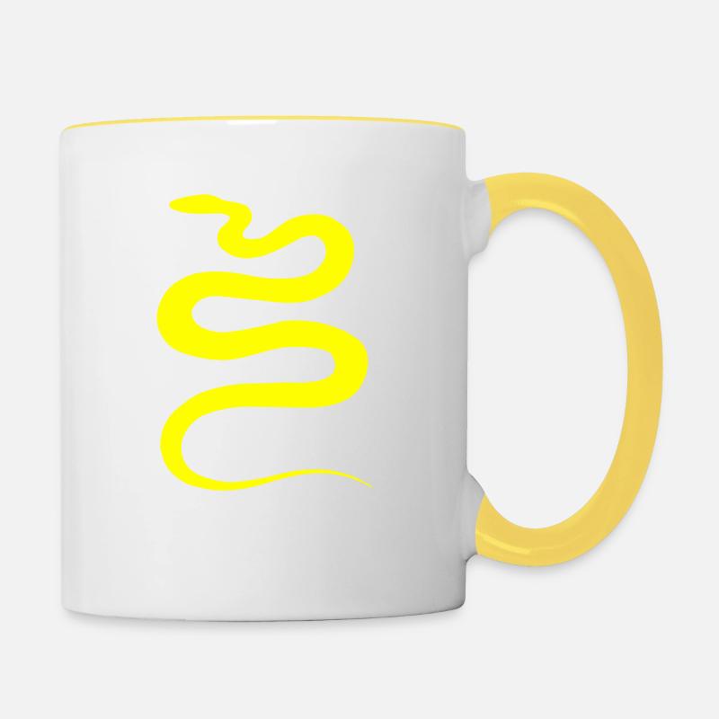 Schlange - Tasse zweifarbig - Weiß/Gelb