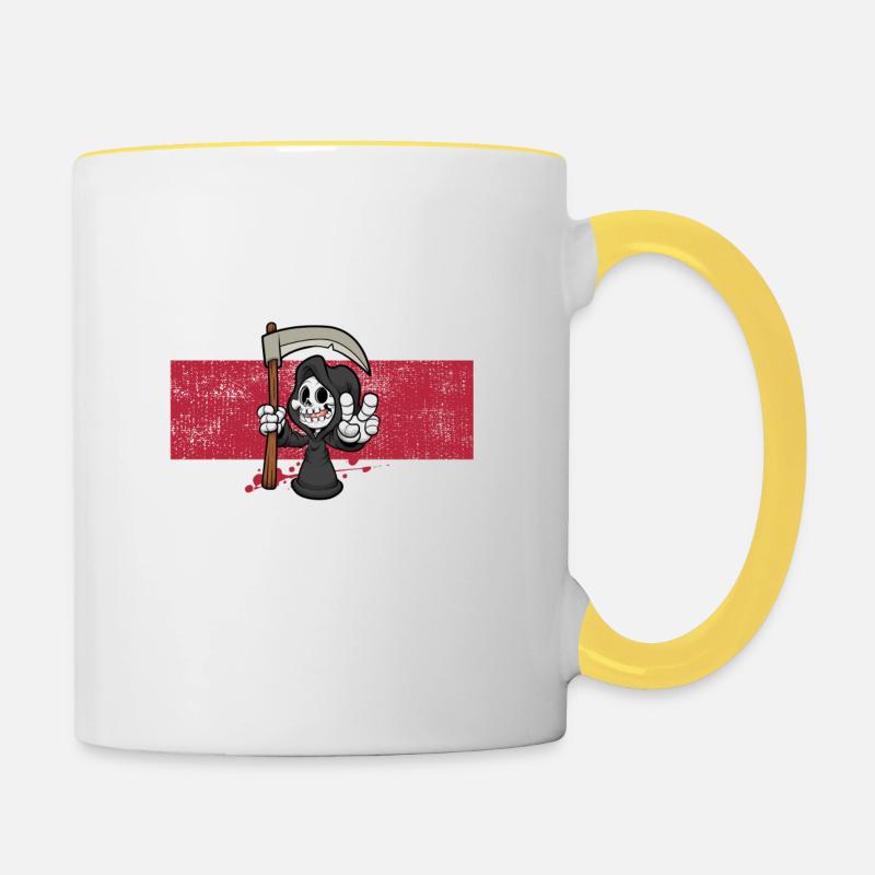 Beruflich Sensenmann - Tasse zweifarbig - Weiß/Gelb