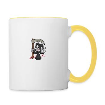 Beruflich Sensenmann - Tasse zweifarbig - Weiß/Gelb - Rechts