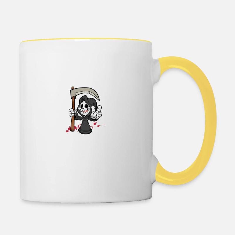 Beruflich Sensenmann - Tasse zweifarbig - Weiß/Gelb