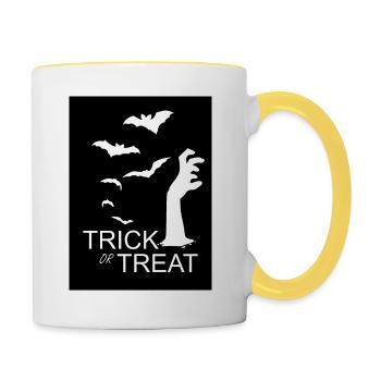 MAIN D’HALLOWEEN ZOMBIE HAND - Mug contrasté - blanc/jaune - Droite