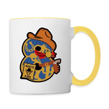 Cowboy 8. Geburtstagsparty Nummer 8 - 8 Jahre - Tasse zweifarbig - Weiß/Gelb - Rechts