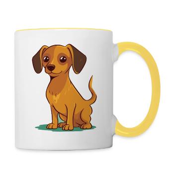 Niedliches Hundedesign für Hundebesitzer - Tasse zweifarbig - Weiß/Gelb - Rechts