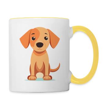 Conception de chien mignon pour les propriétaires de chiens - Mug contrasté - blanc/jaune - Droite