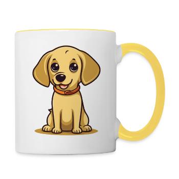 Niedliches Hundedesign für Hundebesitzer - Tasse zweifarbig - Weiß/Gelb - Rechts
