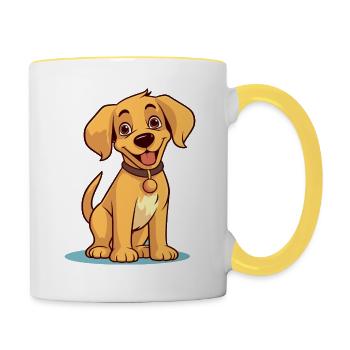 Niedliches Hundedesign für Hundebesitzer - Tasse zweifarbig - Weiß/Gelb - Rechts