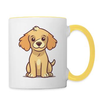 Niedliches Hundedesign für Hundebesitzer - Tasse zweifarbig - Weiß/Gelb - Rechts
