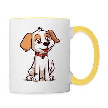 Niedliches Hundedesign für Hundebesitzer - Tasse zweifarbig - Weiß/Gelb - Rechts