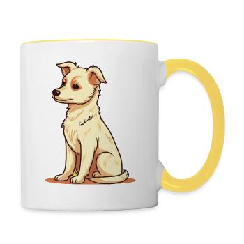 Niedliches Hundedesign für Hundebesitzer - Tasse zweifarbig - Weiß/Gelb - Rechts