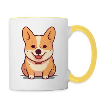 Niedliches Hundedesign für Hundebesitzer - Tasse zweifarbig - Weiß/Gelb - Rechts