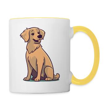 Niedliches Hundedesign für Hundebesitzer - Tasse zweifarbig - Weiß/Gelb - Rechts