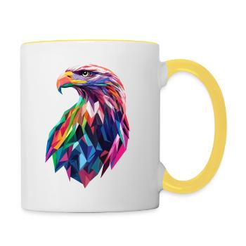 Eagle Head Low Poly Art Logo Design Colorful - Contrasting Mug - white/yellow - Right