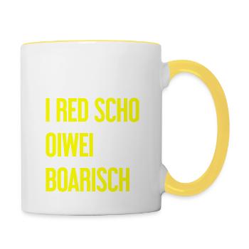 I red scho oiwei boarisch - Mug contrasté - blanc/jaune - Droite