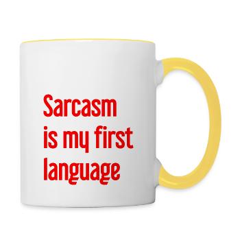 Sarcasme Pro - Mug contrasté - blanc/jaune - Droite