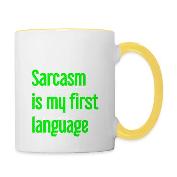 Sarcasme Pro - Mug contrasté - blanc/jaune - Droite