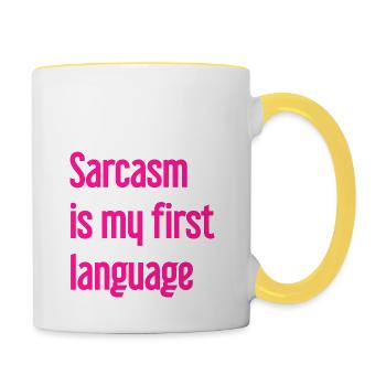 Sarkasmus-Profi - Tasse zweifarbig - Weiß/Gelb - Rechts