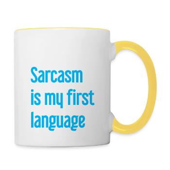 Sarcasme Pro - Mug contrasté - blanc/jaune - Droite