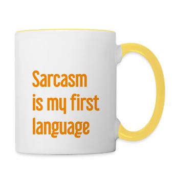 Sarcasme Pro - Mug contrasté - blanc/jaune - Droite
