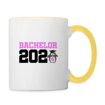 Bachelor 2024 Bachelorabschluss Absolvent Sponsion - Tasse zweifarbig - Weiß/Gelb - Rechts