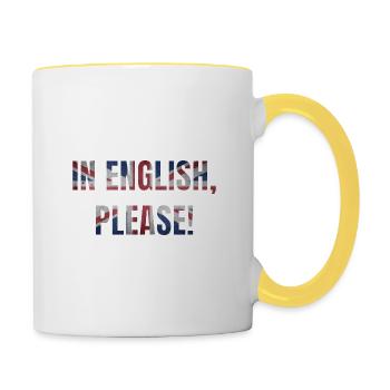 Englischlehrer Spruch englisch Schule Geschenk - Tasse zweifarbig - Weiß/Gelb - Rechts